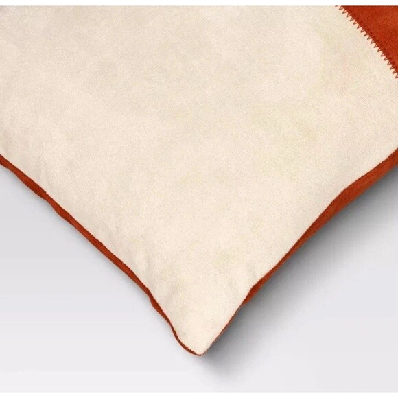 Threshold Oversized Colorblock Pieced Suede Lumbar Throw Pillow 12 X 24in - Picture 4 of 6
